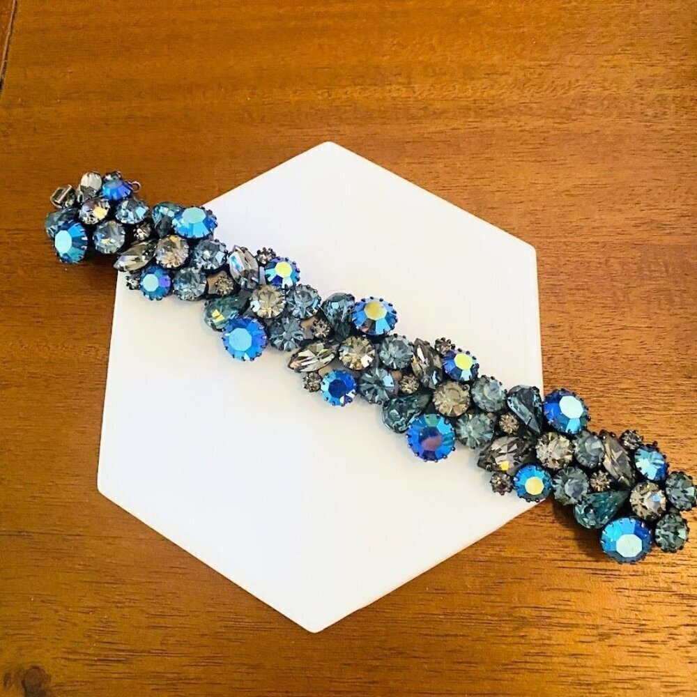 Kramer of NY Vintage Blue & Clear Crystal Bracelet - Picture 3 of 7